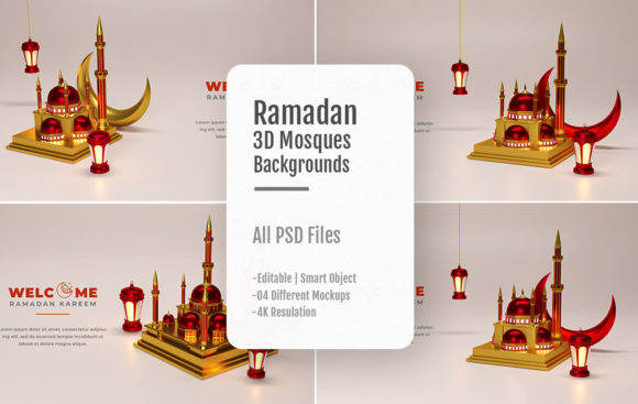 04 Ramadan Mosques 3D Background: A Modern Tool for Creative Expression