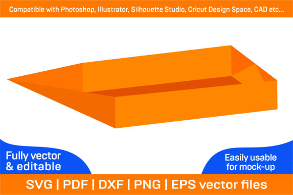 Boat Shaped Tray Dieline Template and 3D