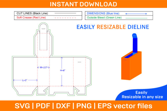 Box Packaging Dieline Template and 3D Box Design