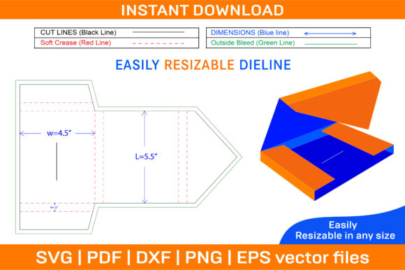 Gift Box Type Envelope Dieline Template