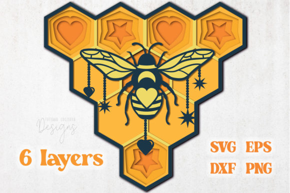Layered Bee with Stars - 6 Layers