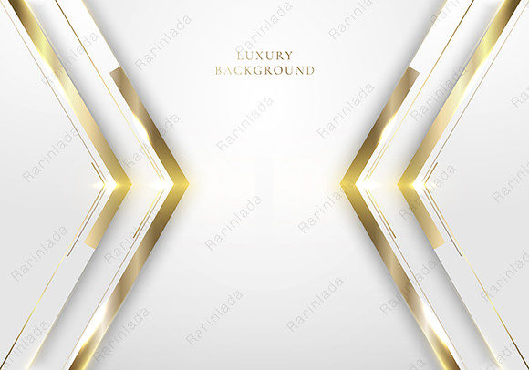 Luxury 3D White and Gold Arrow Design