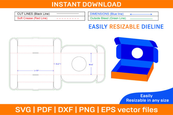 Mailer Folding Cardboard Carton Box with Window Dieline Template and 3D Box Design