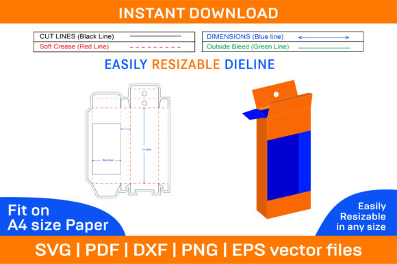 Marker Box with Hanger Dieline Template
