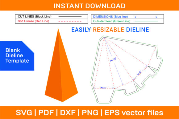 Pyramid Gift Box Dieline Template Vector