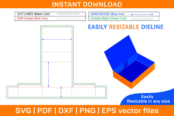 Rigid Box Packaging Dieline Template