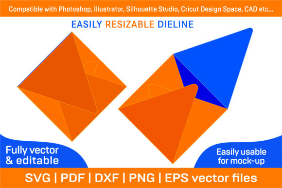 Star Envelope Dieline Template and 3D